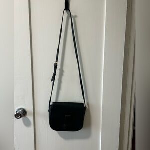 Black leather, single strap purse